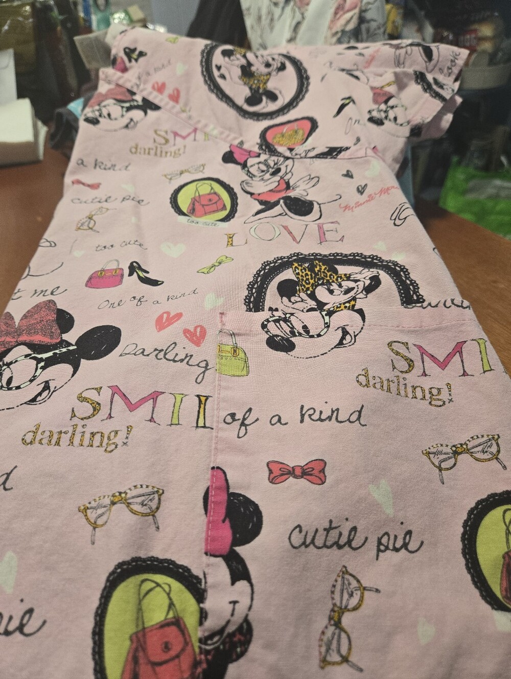 Pink Minnie Mouse Scrub Top Size Large